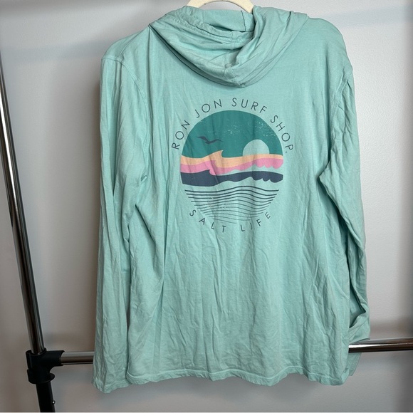 Salt Life Ron Jon Distressed Free Flowing Long Sleeve Hooded Shirt Womens size L - Picture 3 of 6
